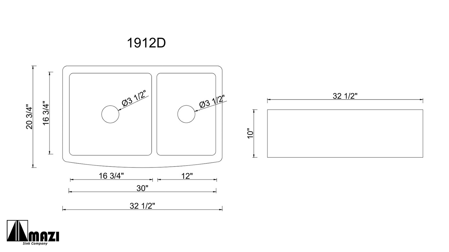 ZeroSink Ceramic Kitchen Farm Sink 1912D - Premium Gallery View