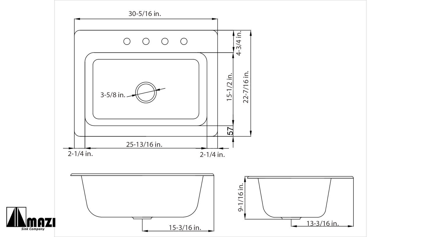 ZeroSink Cast Iron Kitchen Sink NH6007 - Premium Gallery View