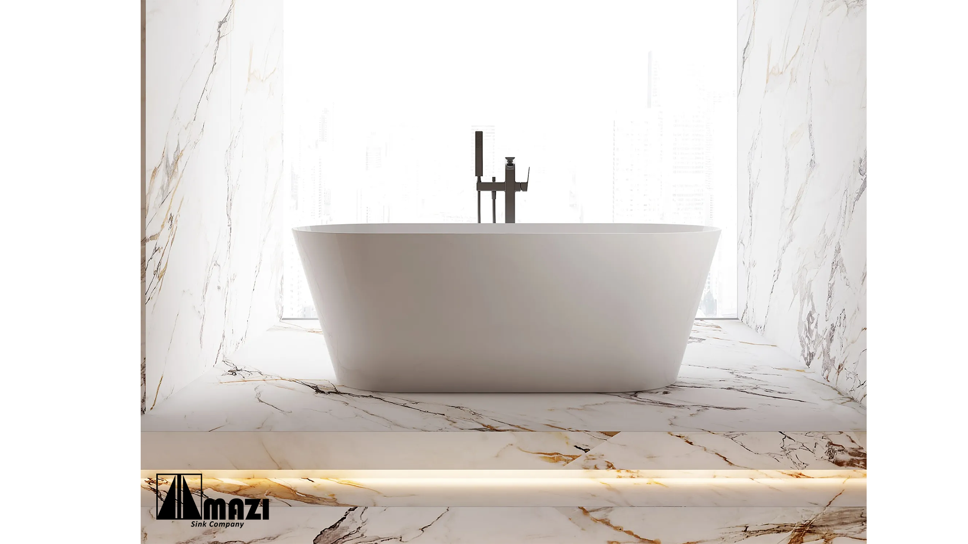 ZeroSink Freestanding Acrylic Soaking Tub TW-6611 - Premium Gallery View