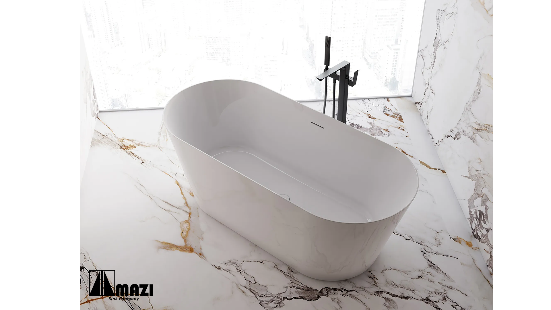 ZeroSink Freestanding Acrylic Soaking Tub TW-6611 - Premium Gallery View