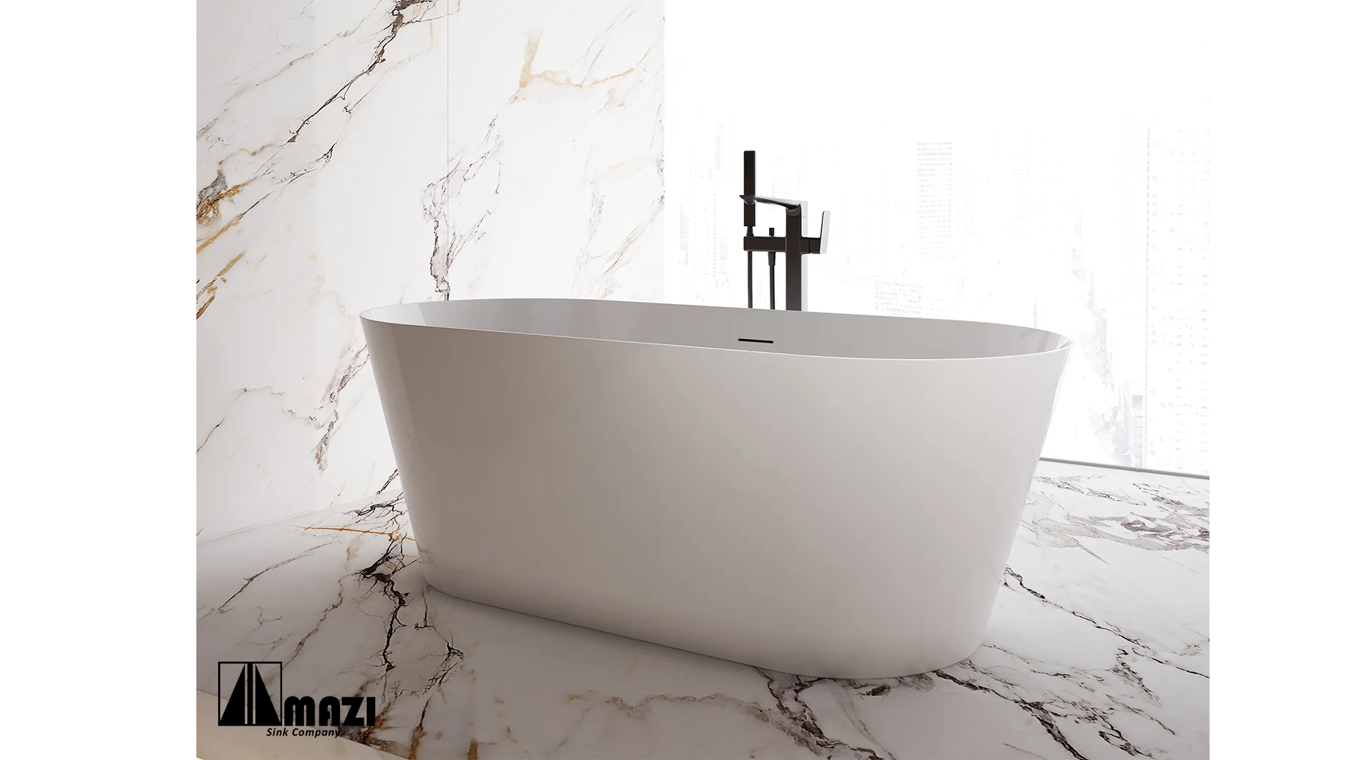 ZeroSink Freestanding Acrylic Soaking Tub TW-6611 - Premium Gallery View