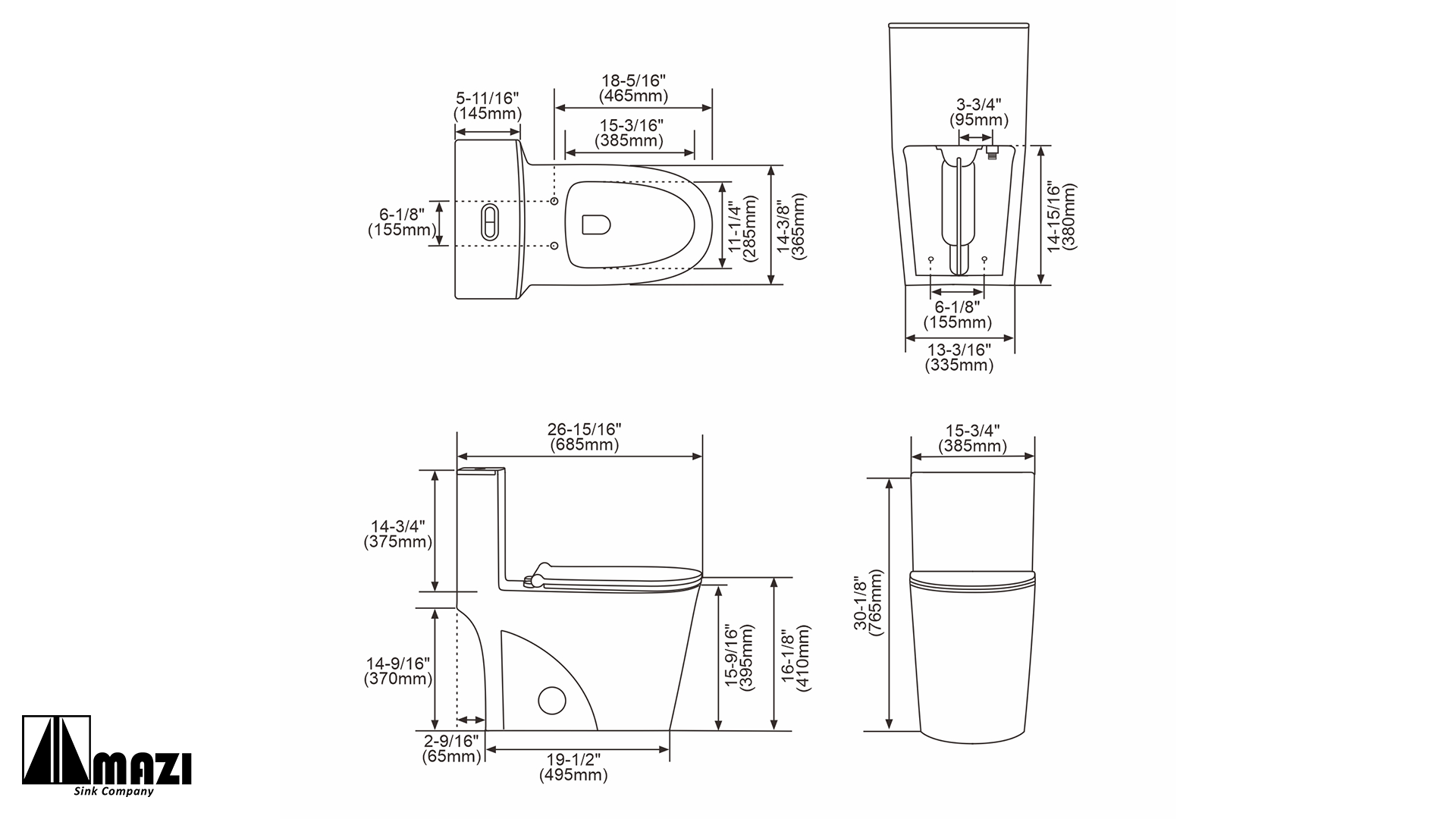 ZeroSink Ceramic Toilet BL-151 - Premium Gallery View