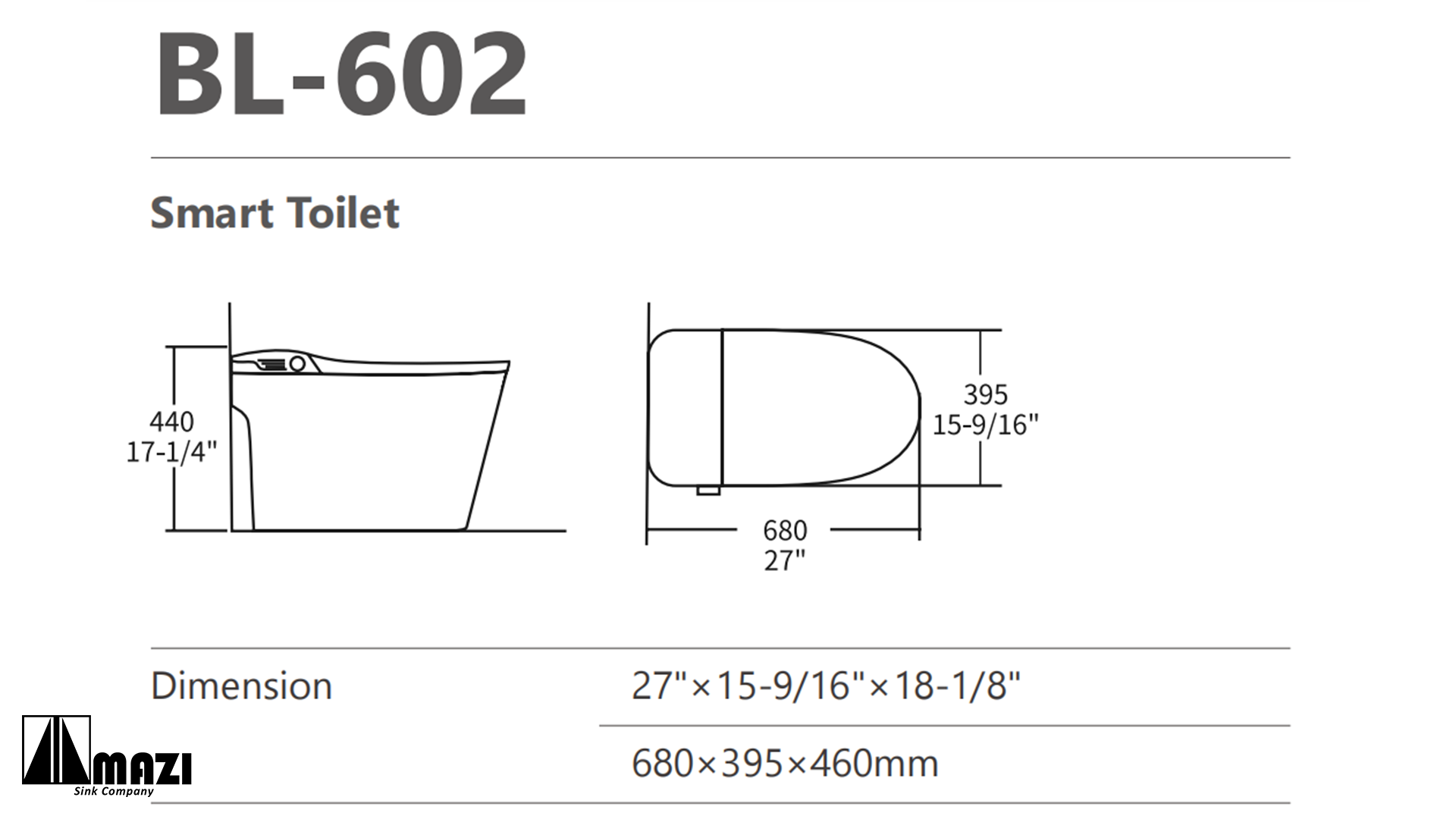 ZeroSink Ceramic Smart Toilet BL-602C - Premium Gallery View
