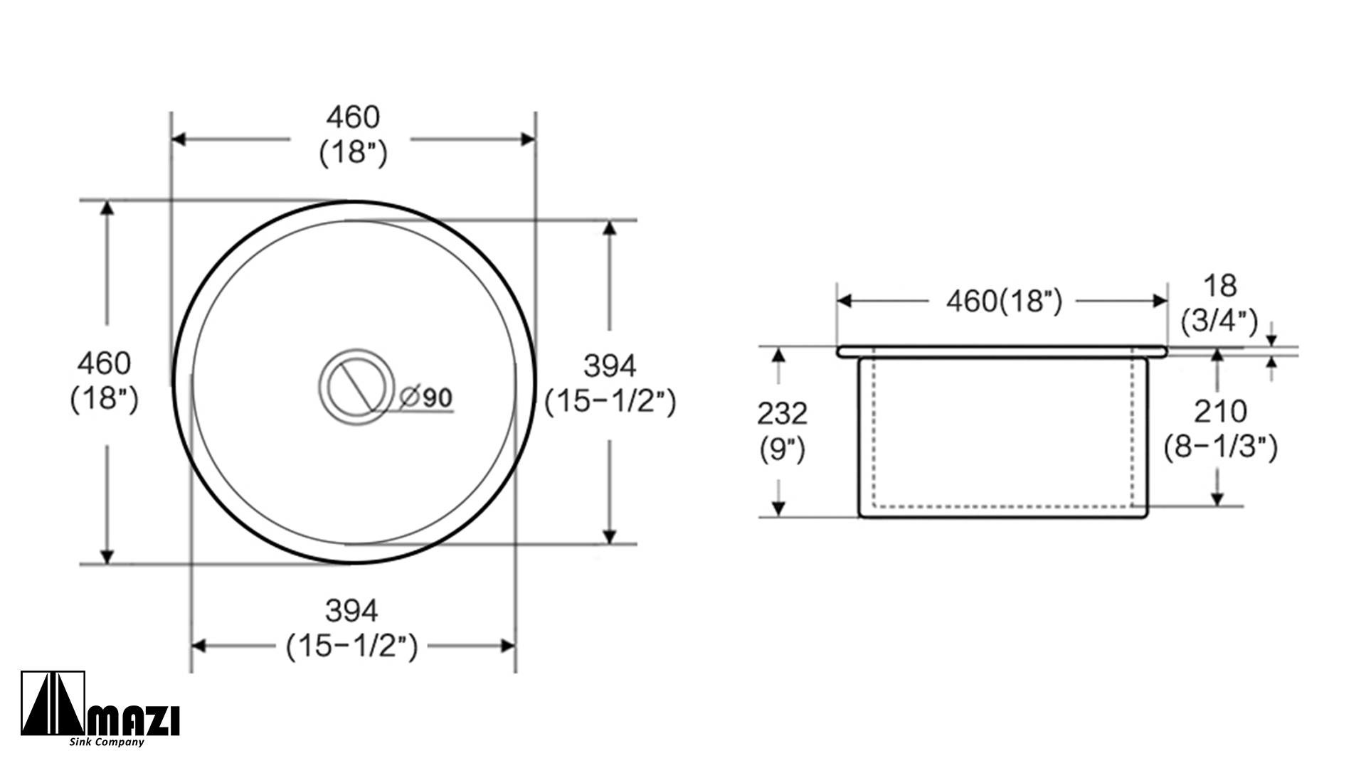 ZeroSink Ceramic Undermount Bar Sink BL1818R Bundle - Premium Gallery View