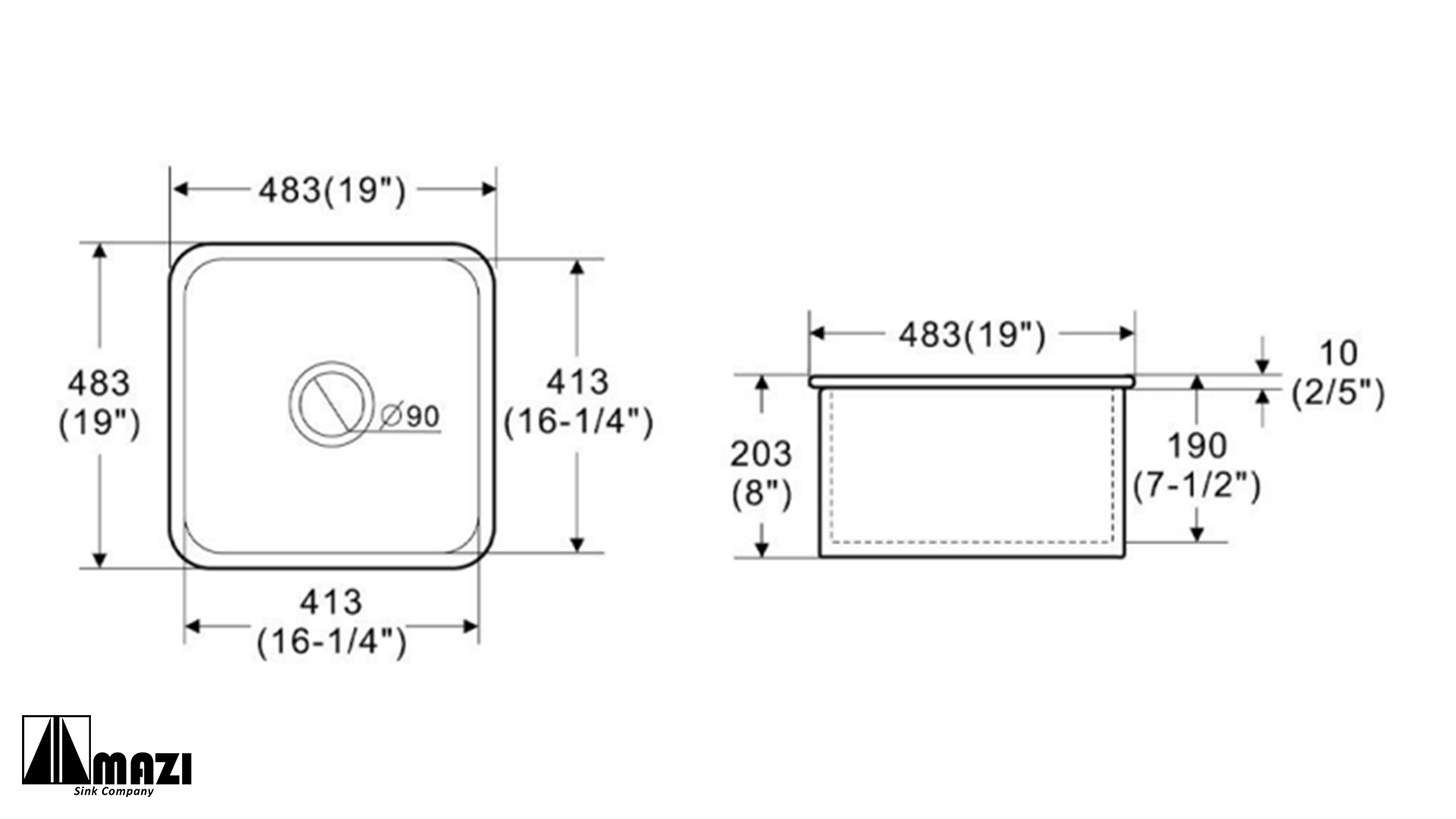 ZeroSink Ceramic Undermount Bar Sink BL1919 Bundle - Premium Gallery View