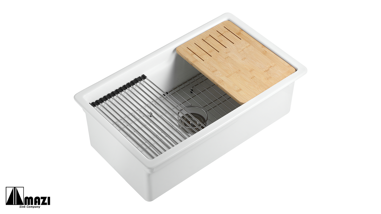 ZeroSink Ceramic Undermount Kitchen Sink BL3219S Bundle - Premium Gallery View