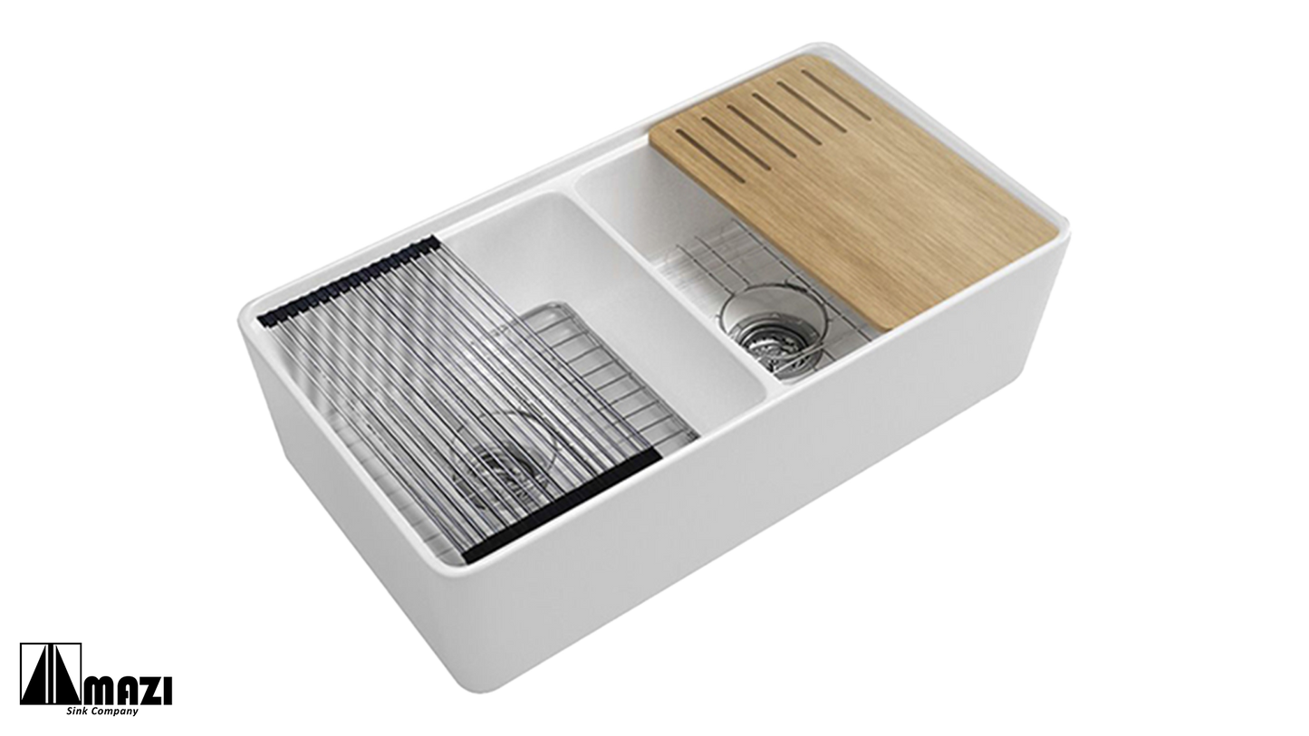 ZeroSink Ceramic Workstation Sink 3320D Bundle - Premium Gallery View