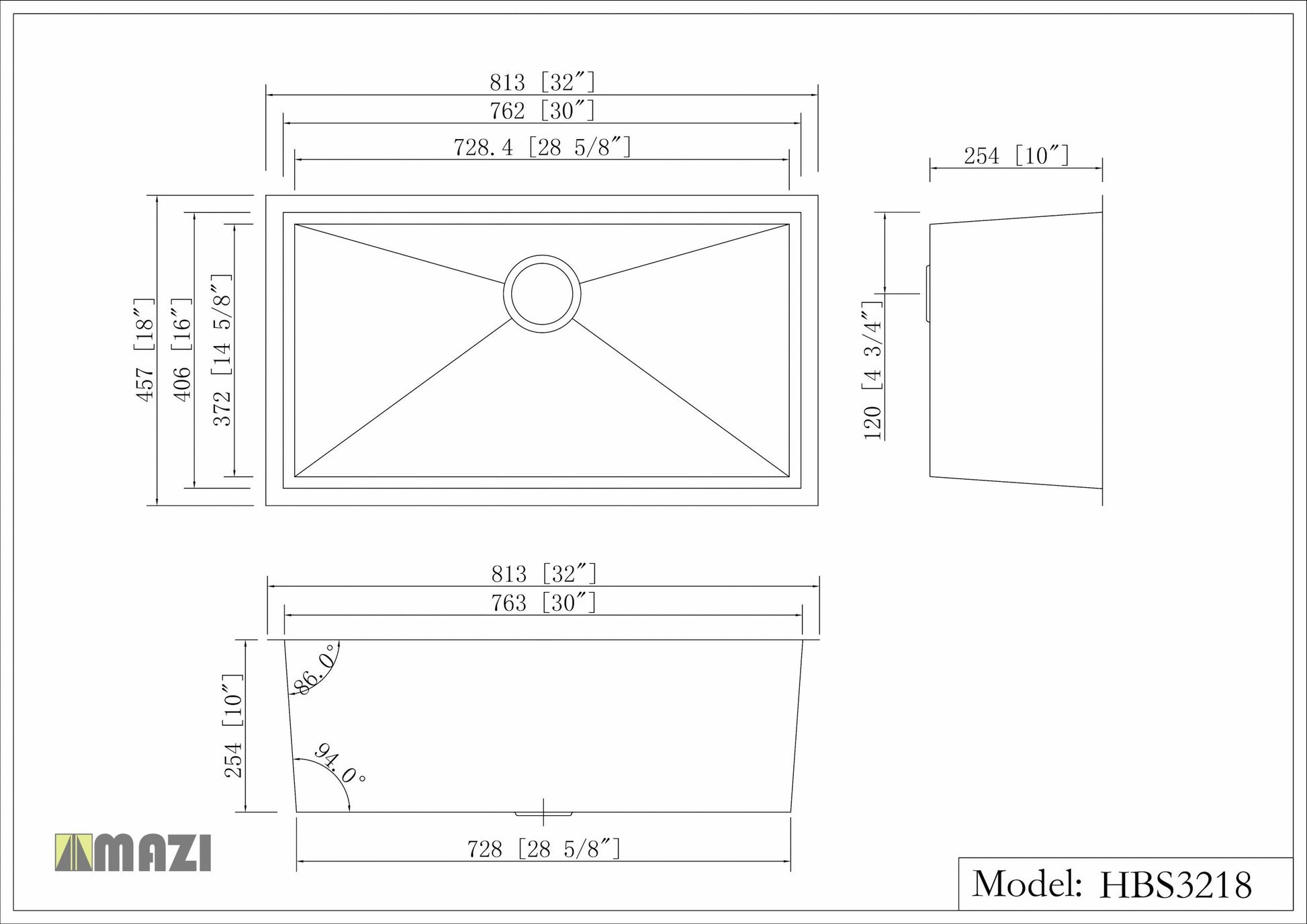 ZeroSink Stainless Steel Handmade Kitchen Sink HBS3218 - Premium Gallery View
