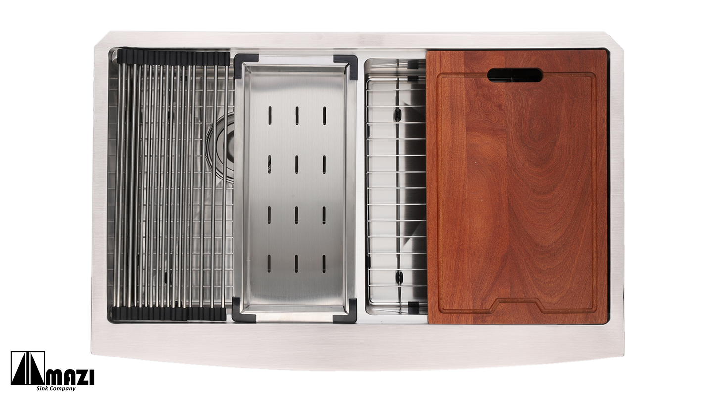 ZeroSink Stainless Steel Workstation Farm Sink LEFD3321 - Premium Gallery View