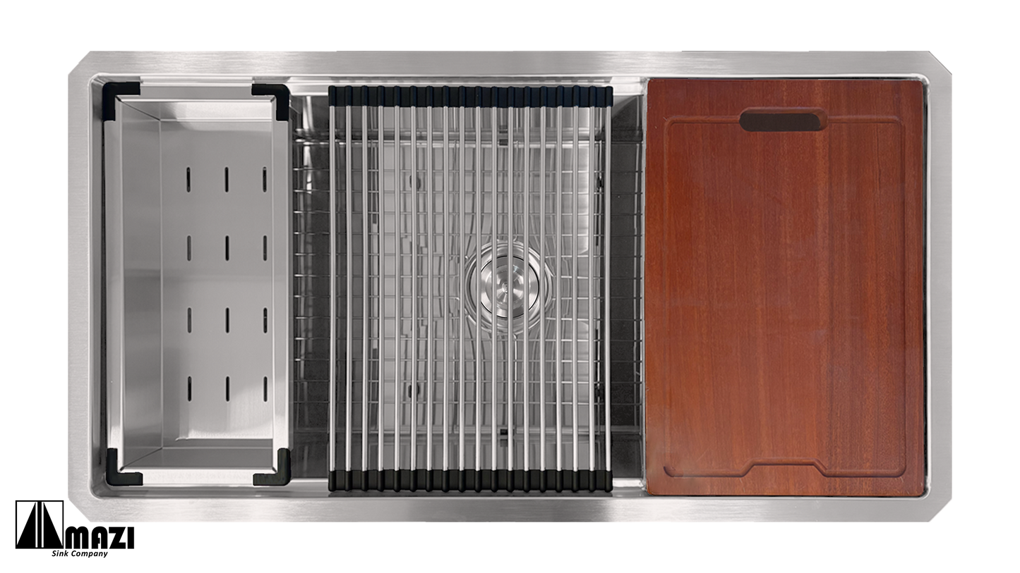 ZeroSink Stainless Steel Workstation Sink LHBS3619 - Premium Gallery View