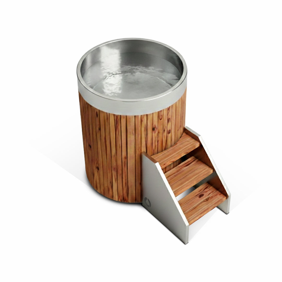 ZeroSink THE WELL - STAINLESS STEEL ICE BARREL IN CEDAR - Premium Gallery View