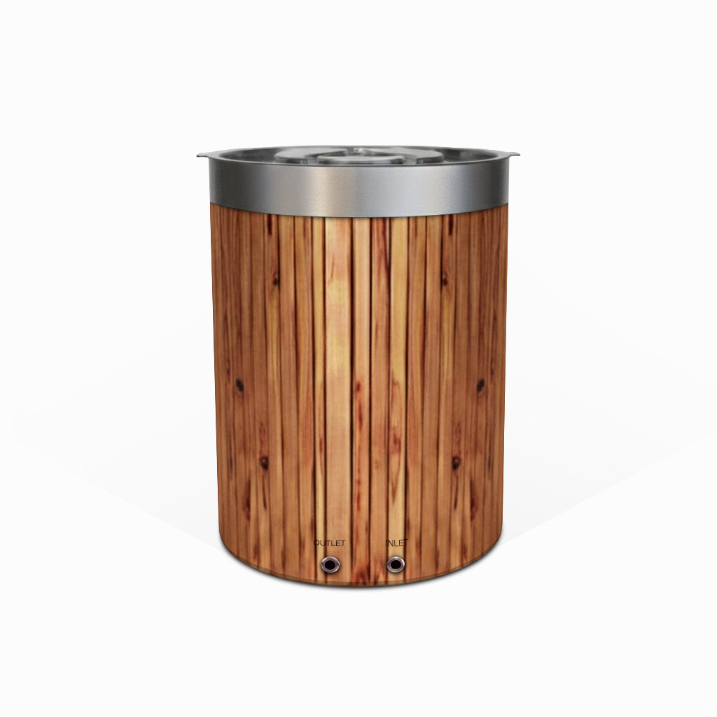 ZeroSink THE WELL - STAINLESS STEEL ICE BARREL IN CEDAR - Premium Gallery View