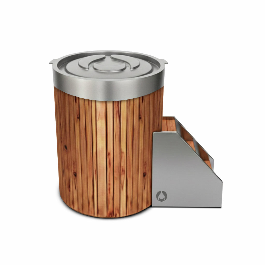 ZeroSink THE WELL - STAINLESS STEEL ICE BARREL IN CEDAR - Premium Gallery View
