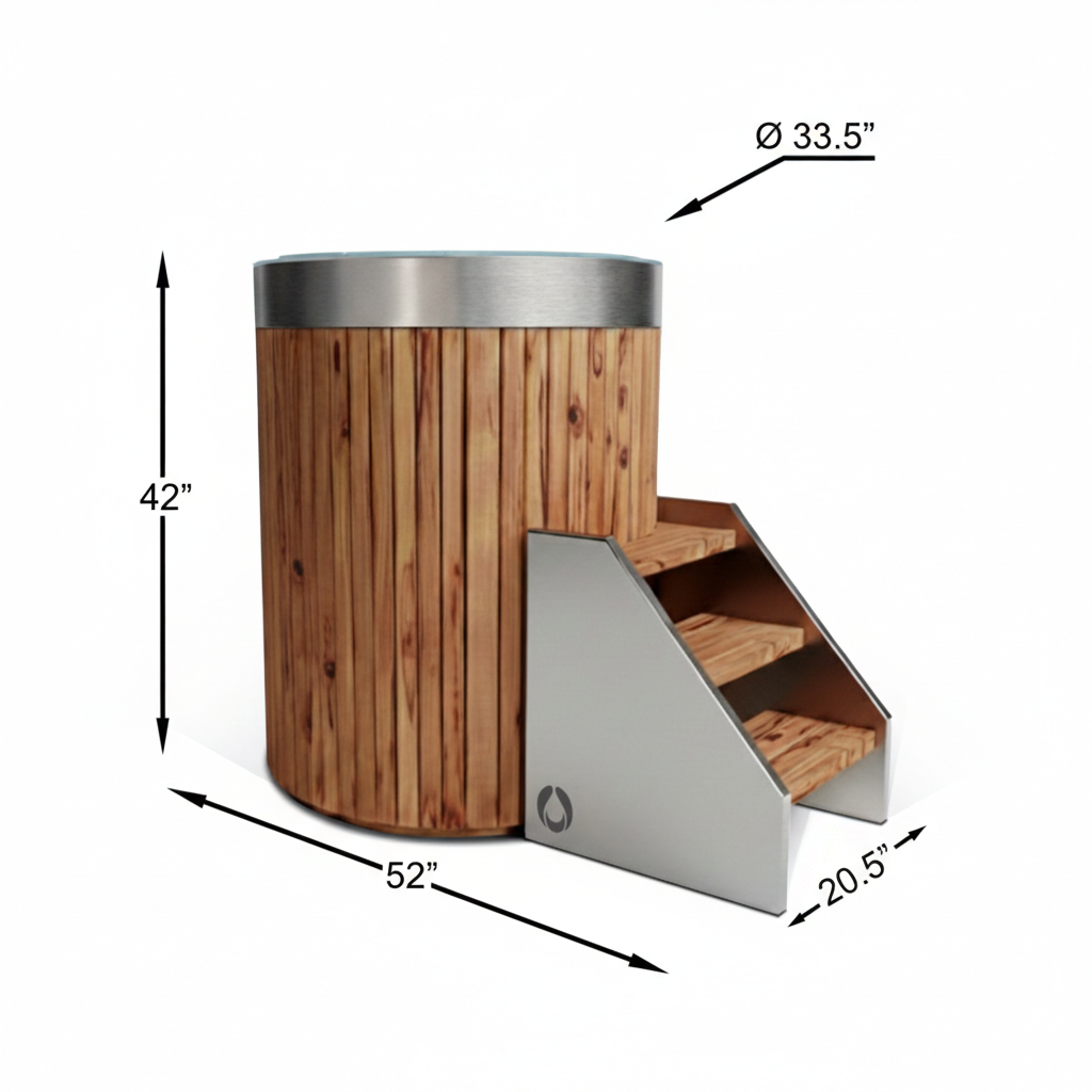 ZeroSink THE WELL - STAINLESS STEEL ICE BARREL IN CEDAR - Premium Gallery View