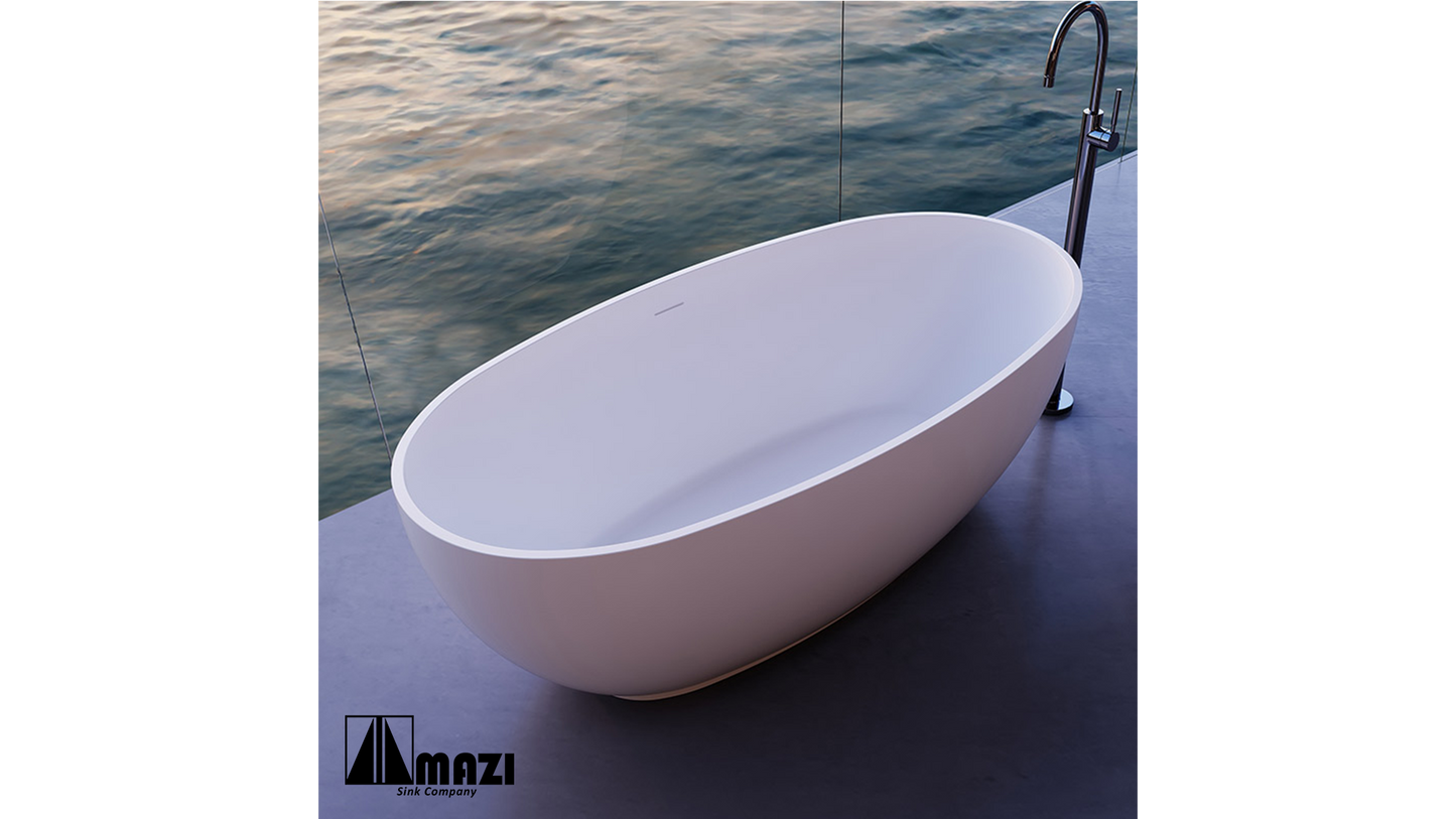 ZeroSink Freestanding Solid Surface Soaking Tub TW-8607 - Premium Gallery View