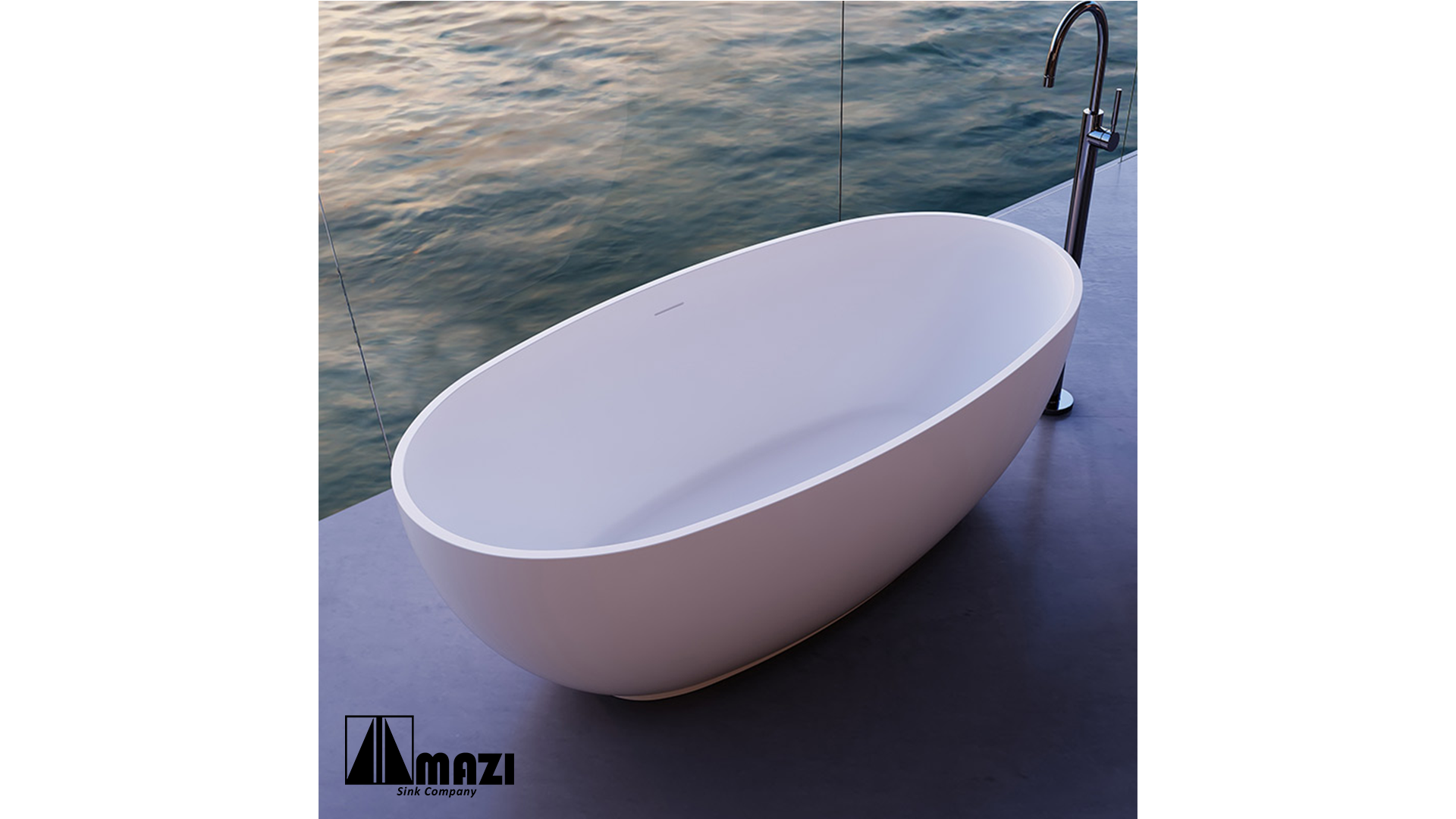 ZeroSink Freestanding Solid Surface Soaking Tub TW-8607 - Premium Gallery View