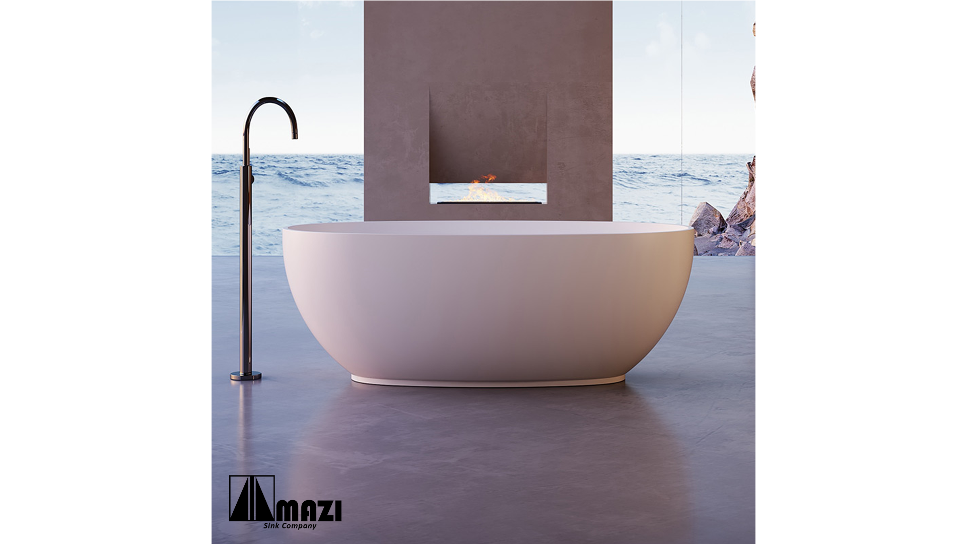 ZeroSink Freestanding Solid Surface Soaking Tub TW-8607 - Premium Gallery View