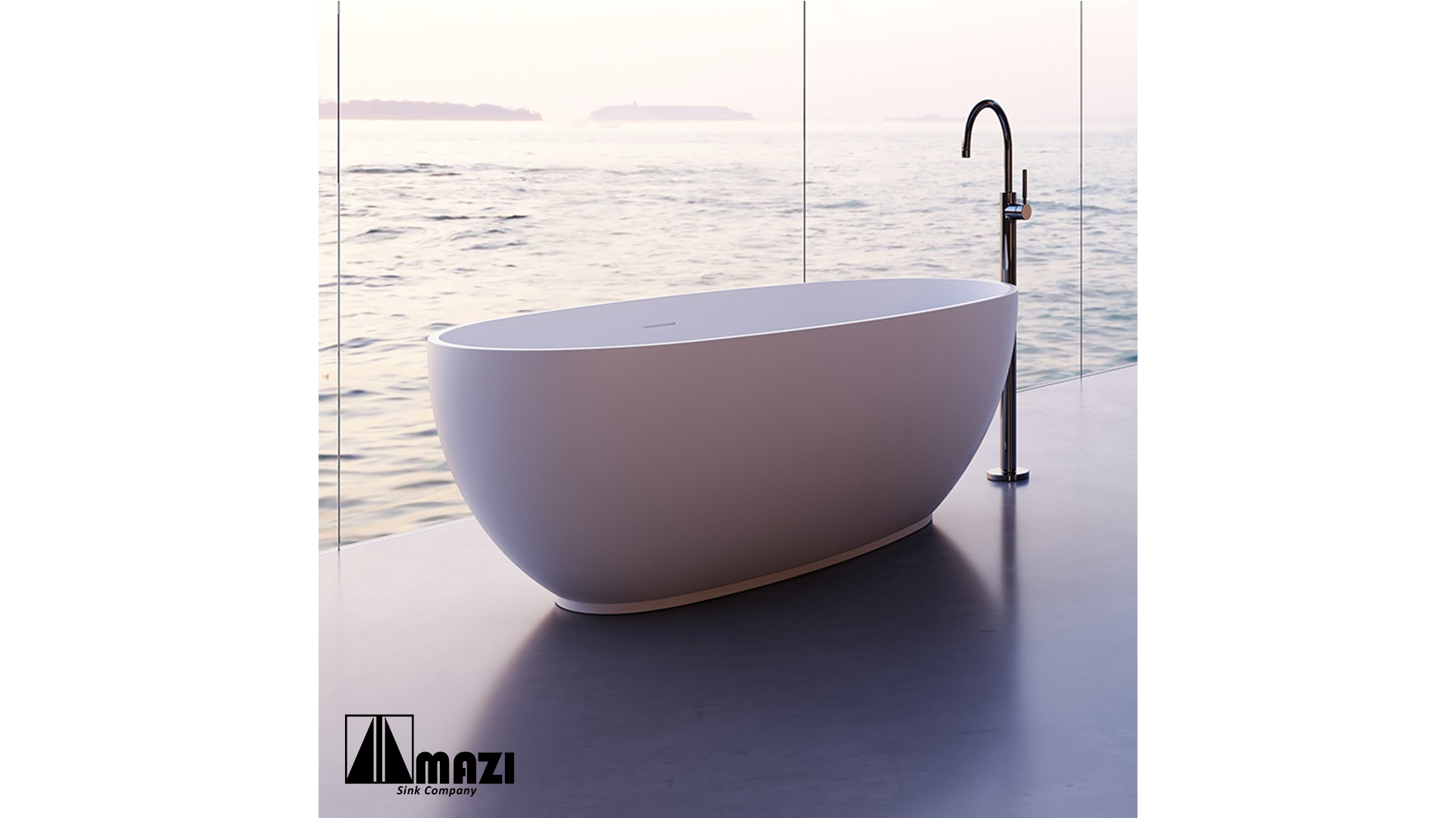 ZeroSink Freestanding Solid Surface Soaking Tub TW-8607 - Premium Gallery View