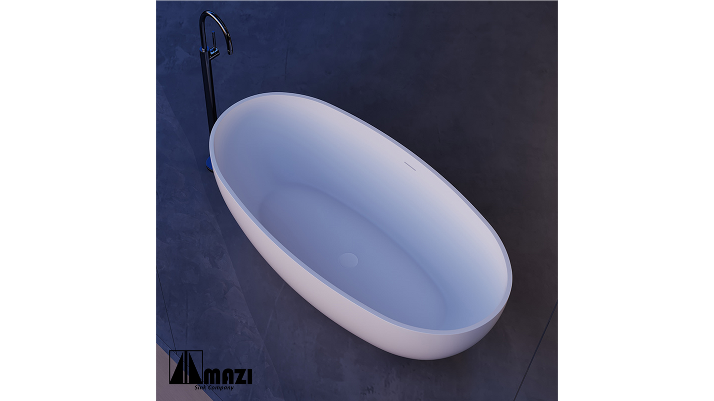 ZeroSink Freestanding Solid Surface Soaking Tub TW-8607 - Premium Gallery View