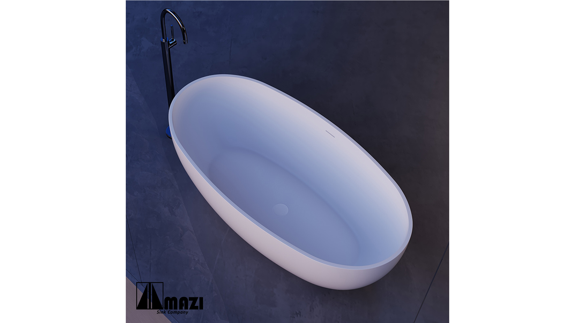 ZeroSink Freestanding Solid Surface Soaking Tub TW-8607 - Premium Gallery View