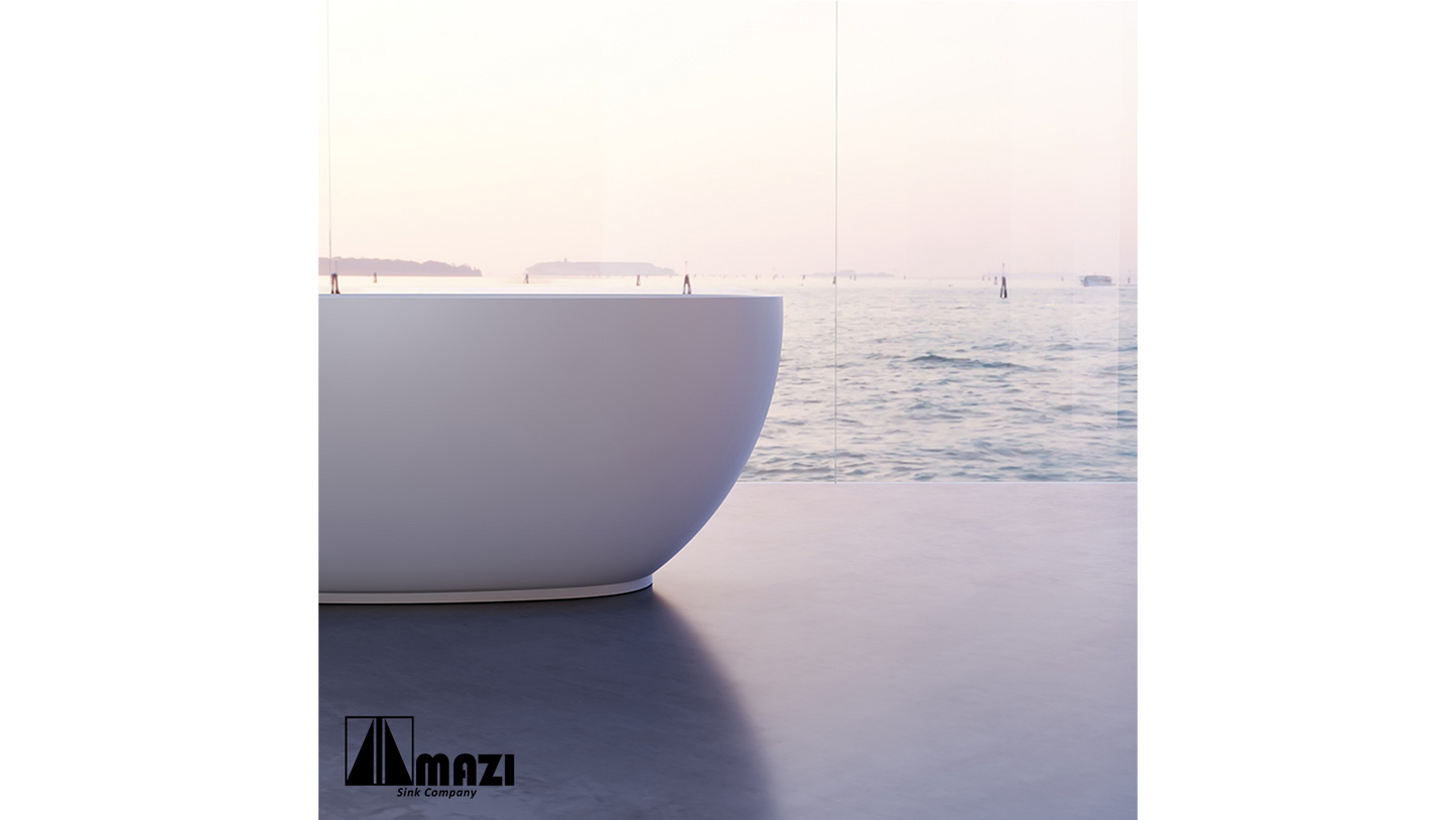 ZeroSink Freestanding Solid Surface Soaking Tub TW-8607 - Premium Gallery View