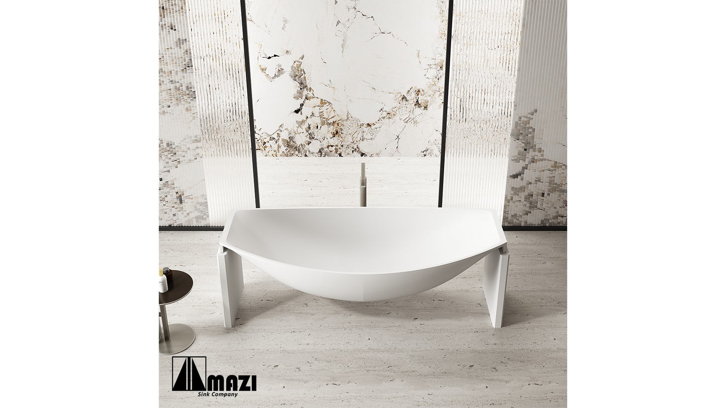 ZeroSink Freestanding Solid Surface Soaking Tub TW-8996 - Premium Gallery View