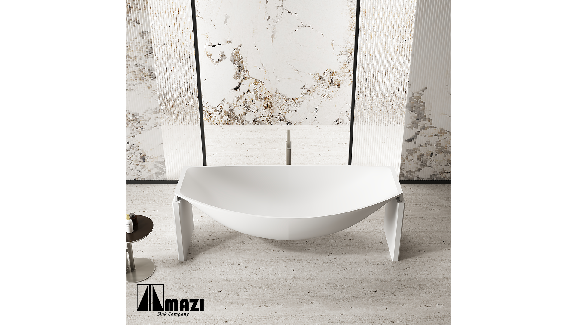 ZeroSink Freestanding Solid Surface Soaking Tub TW-8996 - Premium Gallery View