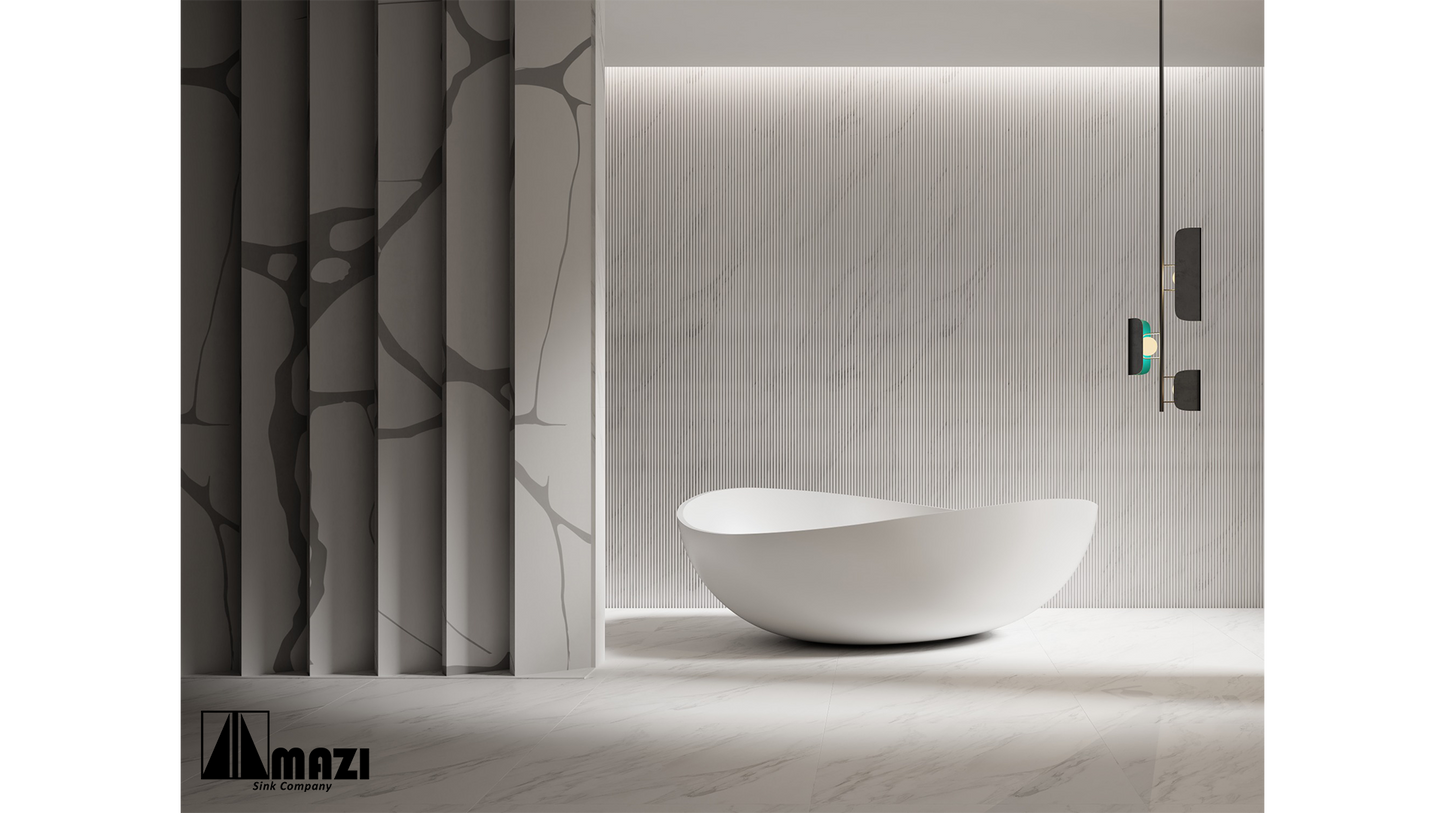 ZeroSink Freestanding Solid Surface Soaking Tub XA-8819 - Premium Gallery View